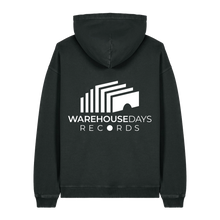Load image into Gallery viewer, Garment Dyed Black Rock Printed Hoody Back