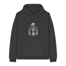 Load image into Gallery viewer, Garment Dyed Black Rock Printed Hoody Front
