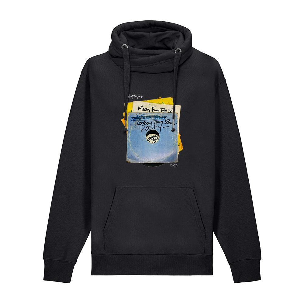 Micky Finn Ten Inch Press Cross Neck Hoodie- Black Art