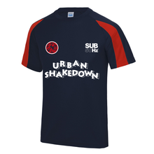 Load image into Gallery viewer, French Navy/Fire Red Printed T-shirt Front
