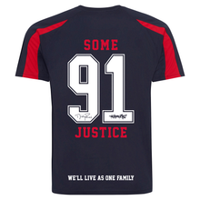 Load image into Gallery viewer, French Navy/Fire Red Printed T-shirt Back
